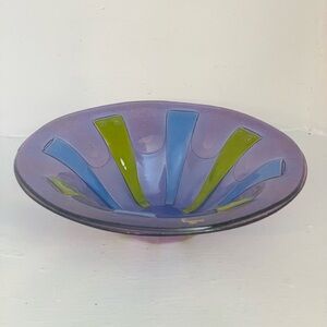 Vintage Higgins Fused Art Glass Bowl, 60s Mid Century Modern Signed, Art Studio